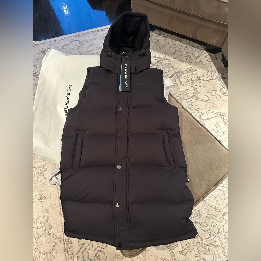 Aritzia Mid Long Super Puffer Vest S Black NWT